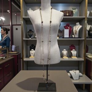 CHANEL Vintage Extra Long Gold and Pearls Long Necklace